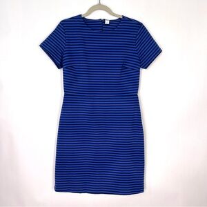 Old Navy Royal Blue Striped Short Sleeve Back Zip Fit and Flare Dress Sz Medium